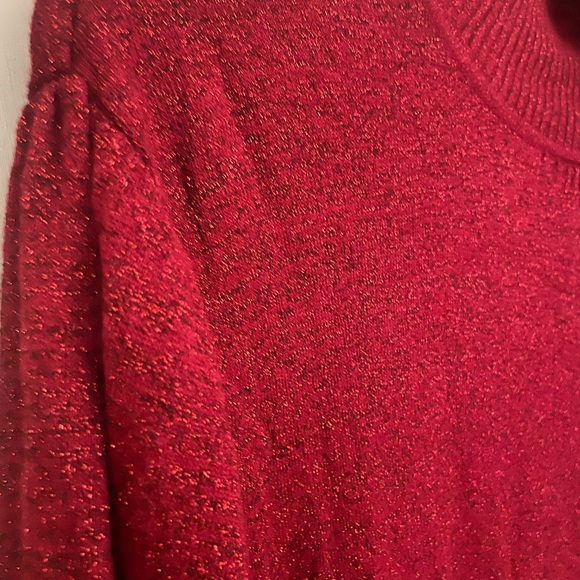 Womens plus size 2X red glittery shirt sleeve sweater - Picture 4 of 5